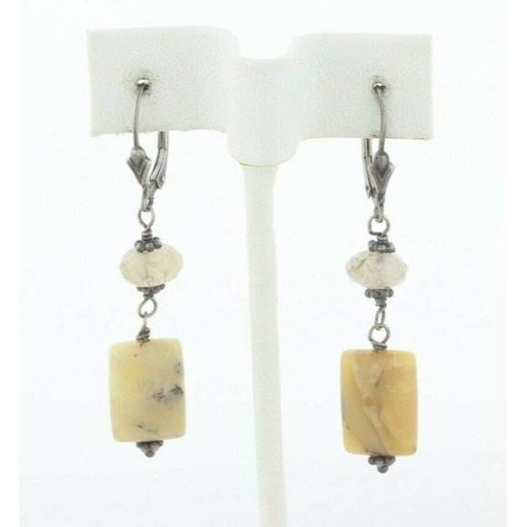 Sterling Silver Quartz and Agate Dangle Drop Earrings - Picture 5 of 8